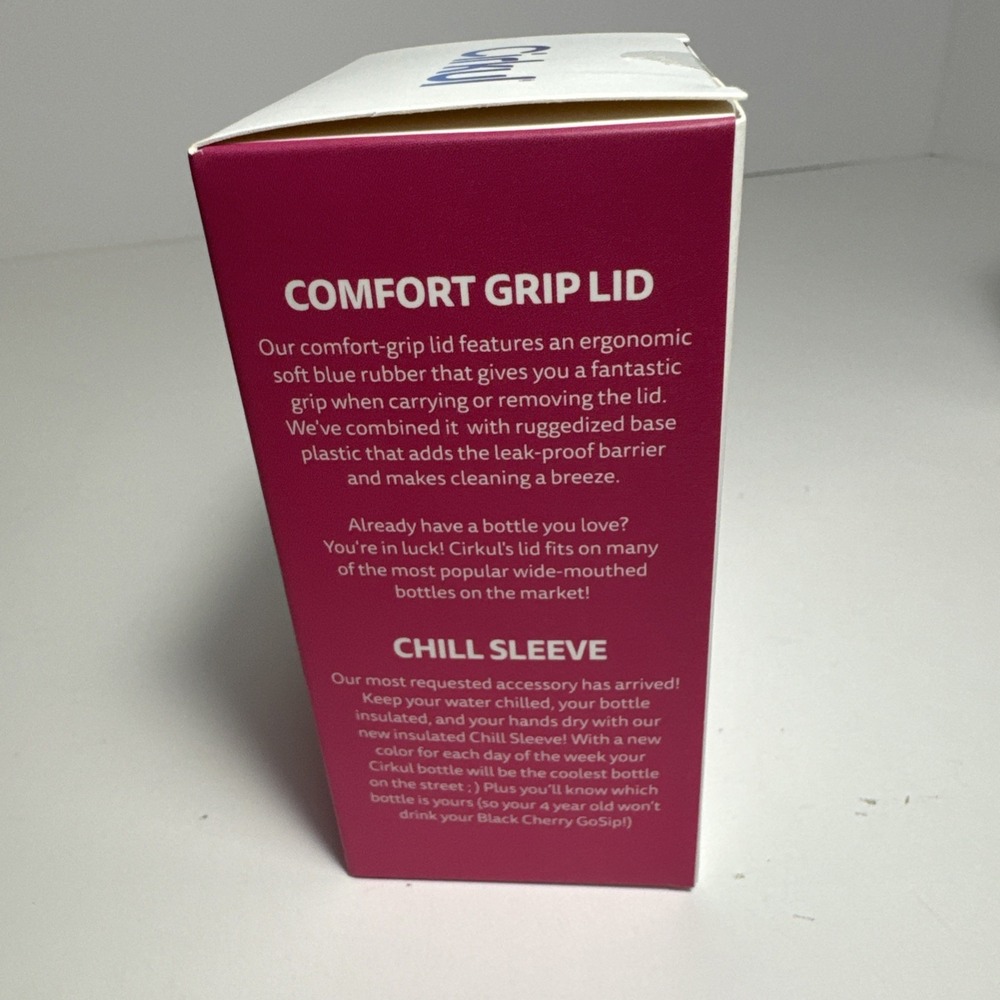 Cirkul Chill Sleeve + Comfort-Grip Lid for 22oz Bottle - Pink NEW-SEALED! - Picture 4 of 6